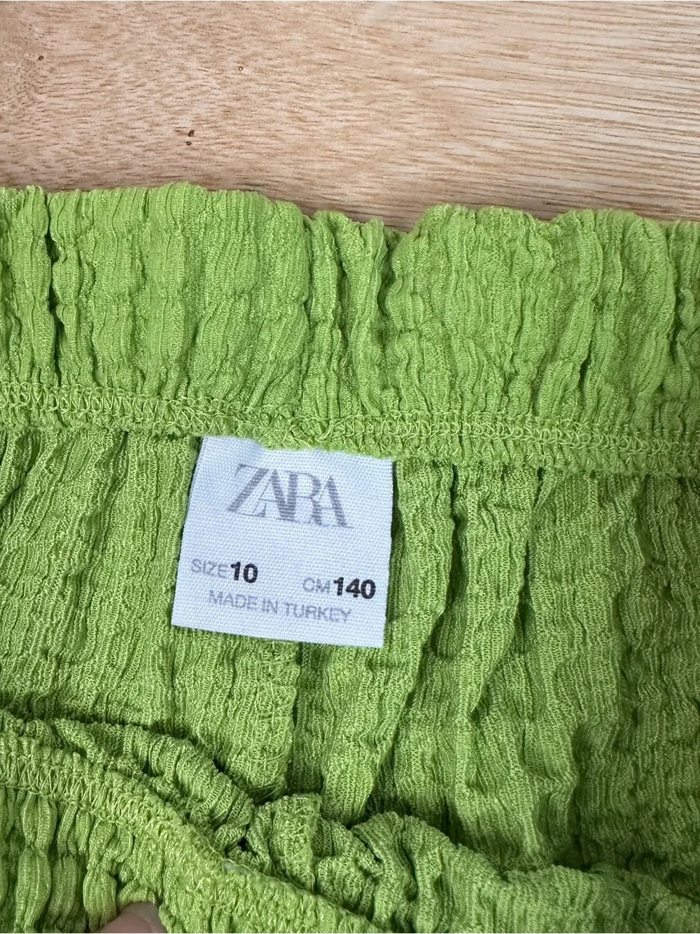 Zara Kids Green Wide-Leg Textured Boho Pants